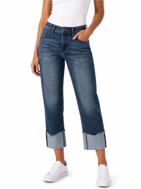 1822 Dark Blue rolled/Cuffed Women's Jeans cropped SZ 6 The Tiffany with stretch
